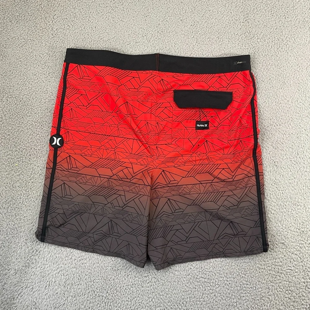 Hurley Board Shorts Men 40 Red Gradient Beach Surf Swim